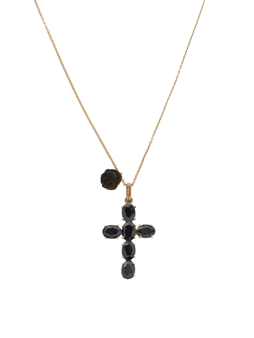 18kt yellow gold Devotion cross black sapphire and jade necklace - 2