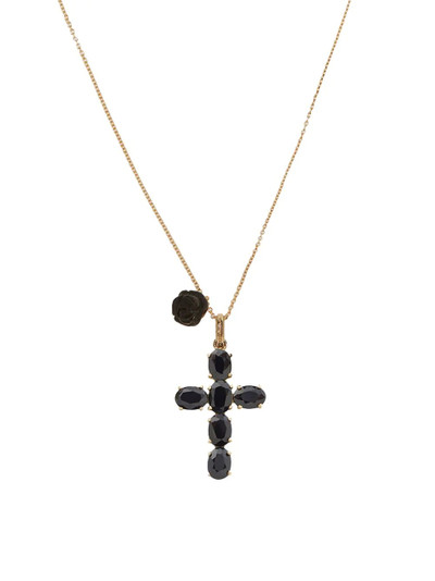 Dolce & Gabbana 18kt yellow gold Devotion cross black sapphire and jade necklace outlook