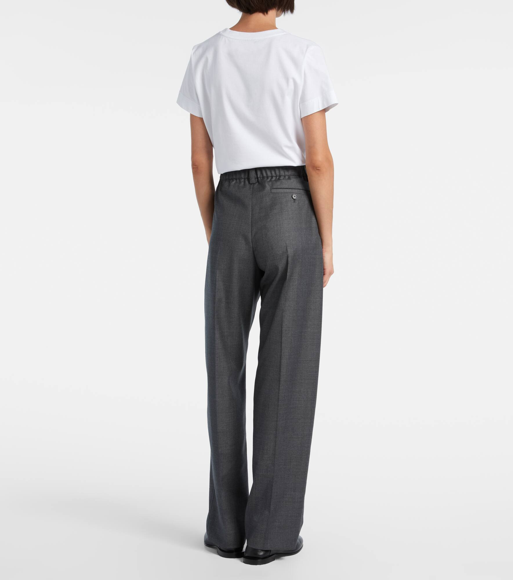 Low-rise wool wide-leg pants - 3