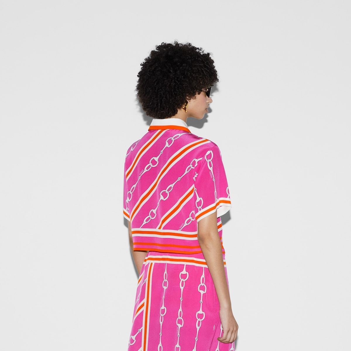 Gucci Horsebit stripe print silk shirt - 4