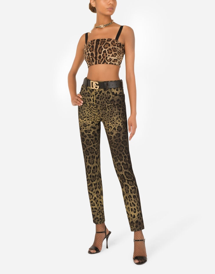 Stretch denim Grace jeans with leopard print - 6