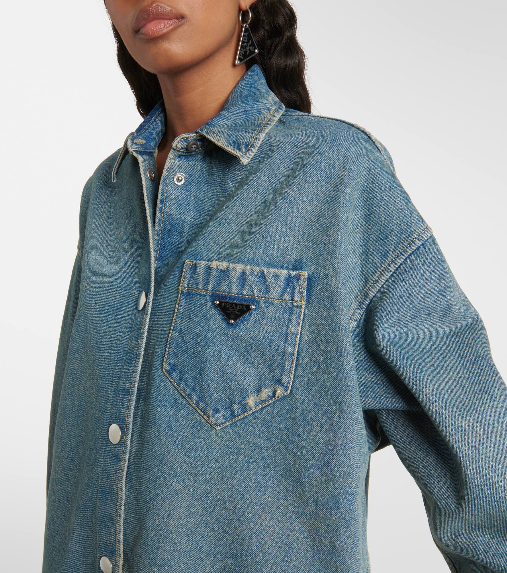 Oversized denim shirt dress - 4