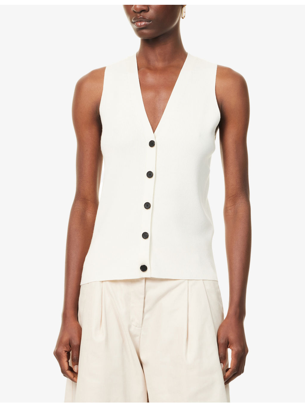 Lawrence V-Neck Stretch-Wool Blend Vest - 3