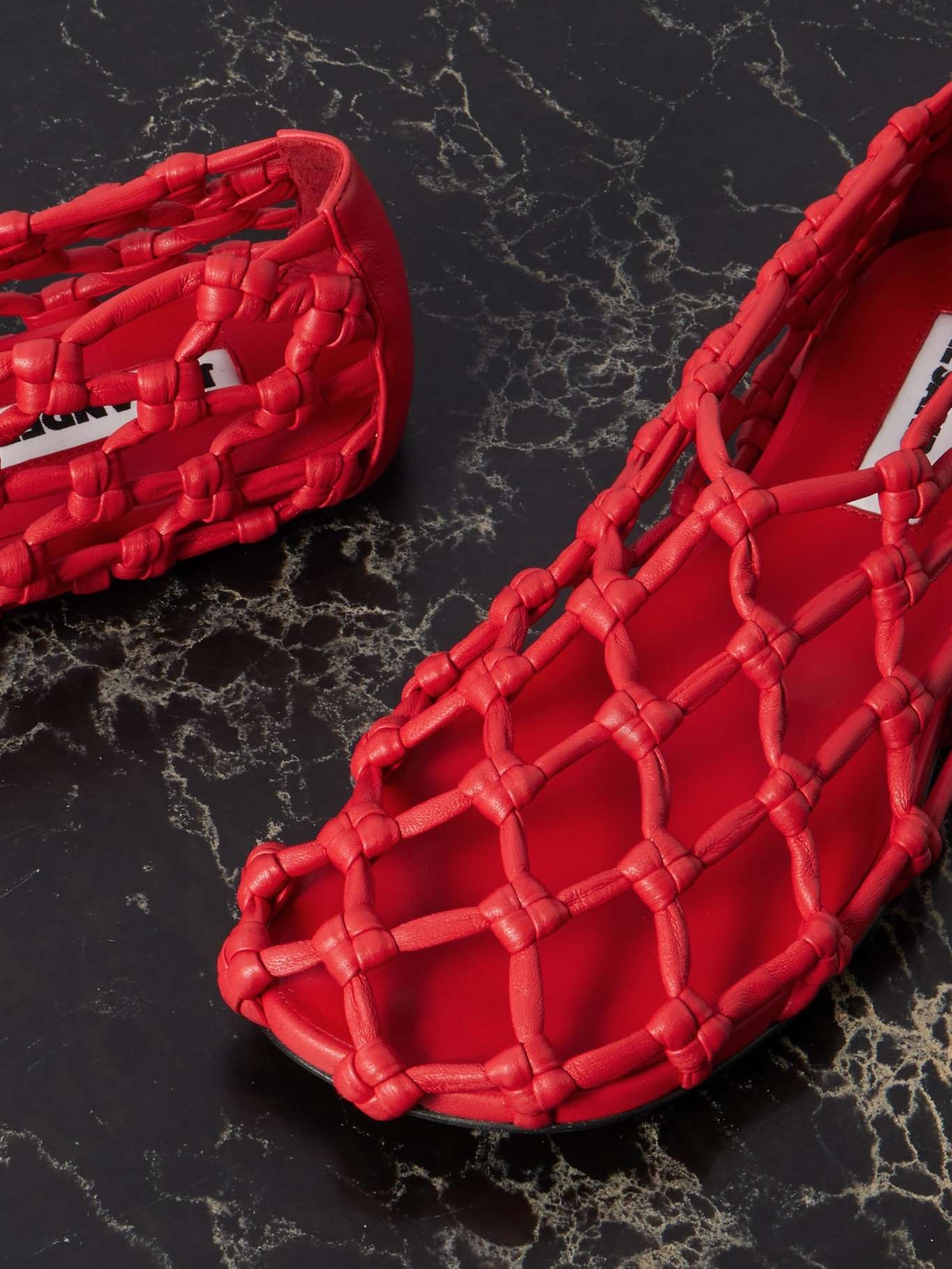Jil Sander Cutout knotted leather ballet flats Red | REVERSIBLE