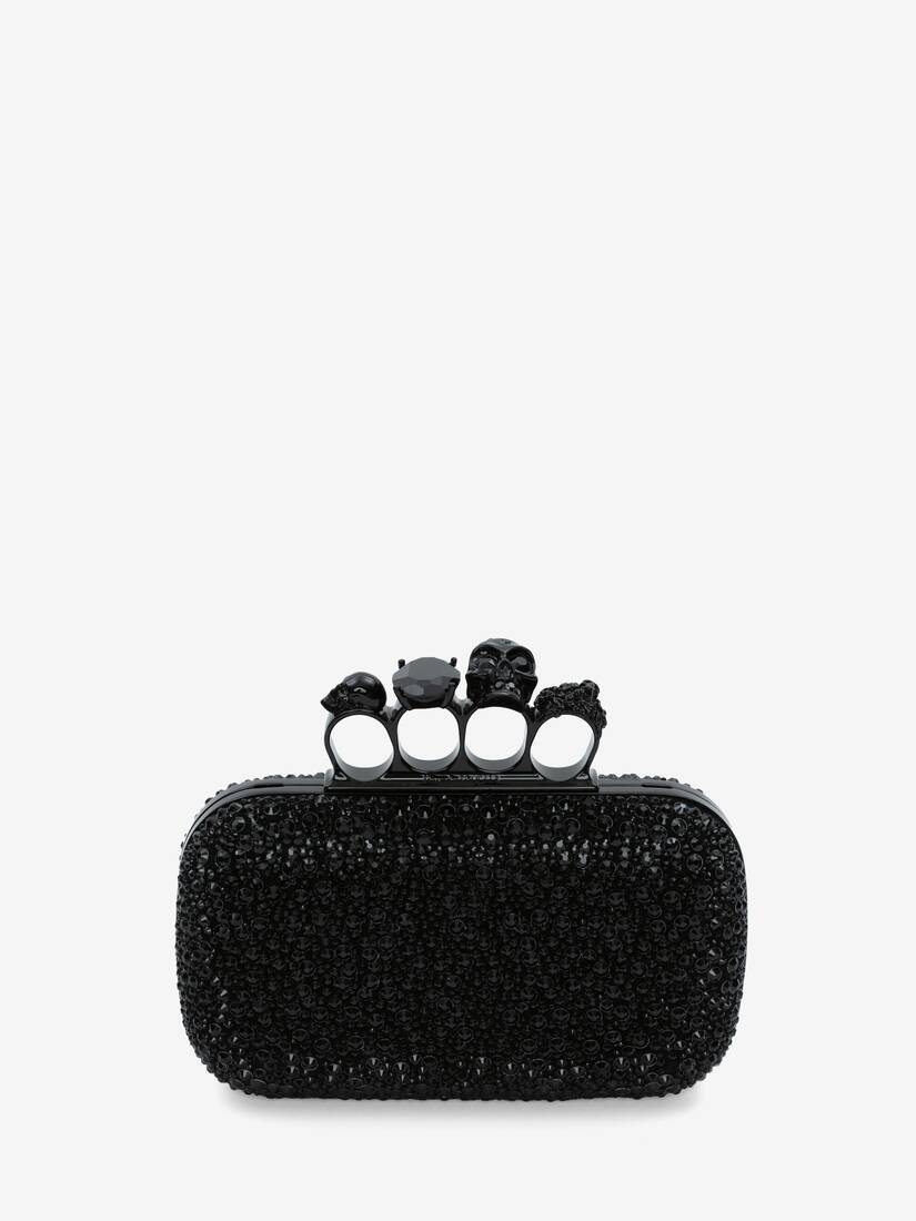 Women's Knuckle Clutch With Chain in Black - 1
