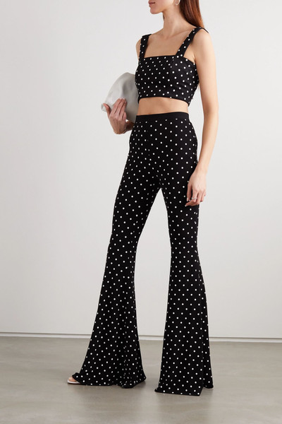 Balmain Polka-dot stretch-knit flared pants outlook