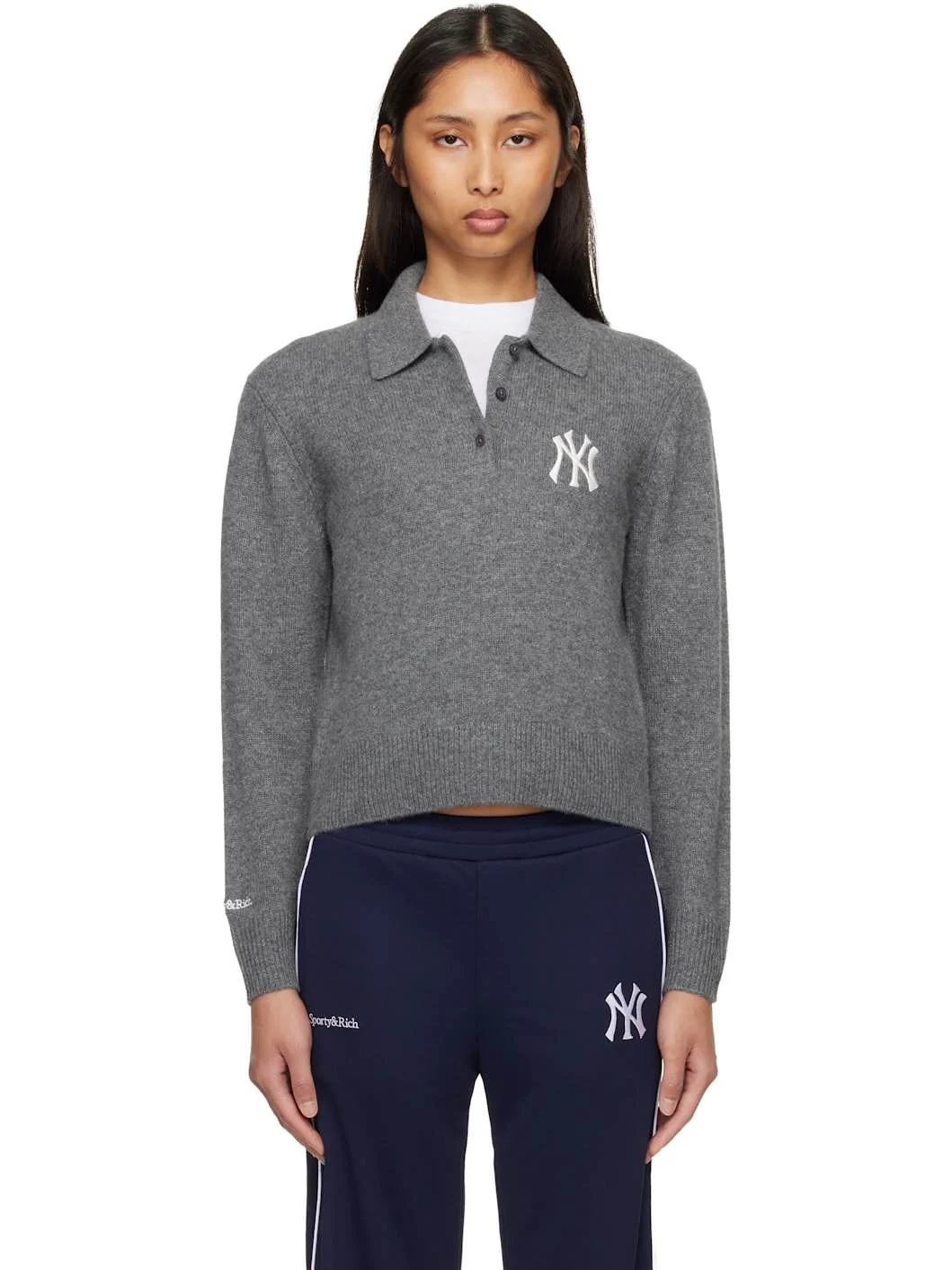 Gray Heritage Yankees Serif Cashmere Polo - 1