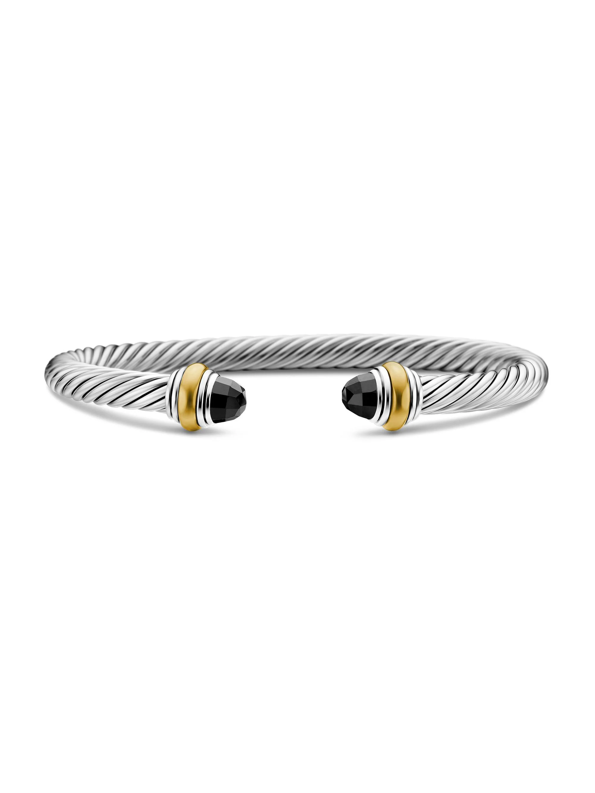 Women's Cable Classics Color Bracelet with 14K Yellow Gold - Black Onyx - 1