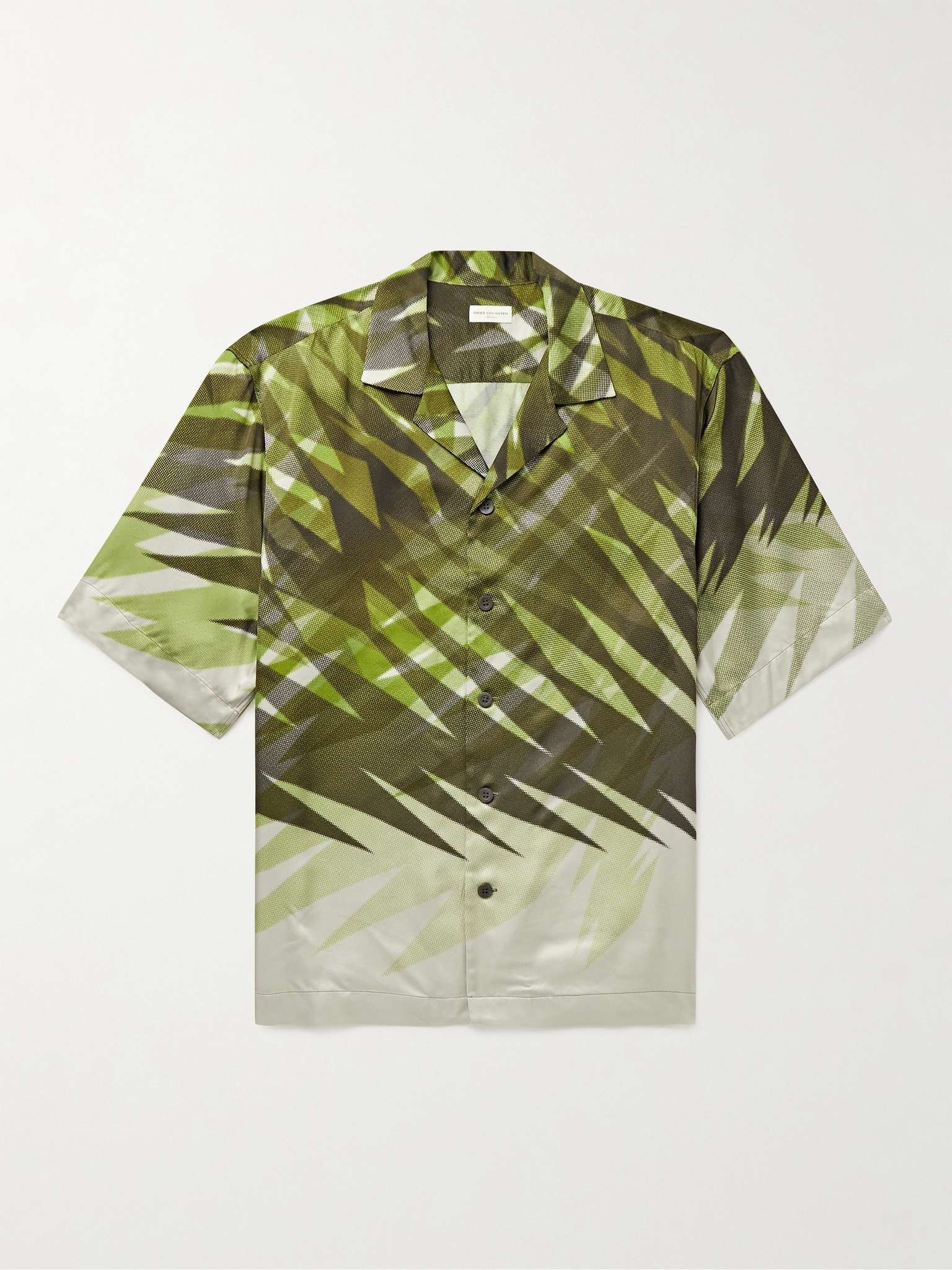Camp-Collar Printed Satin Shirt - 1
