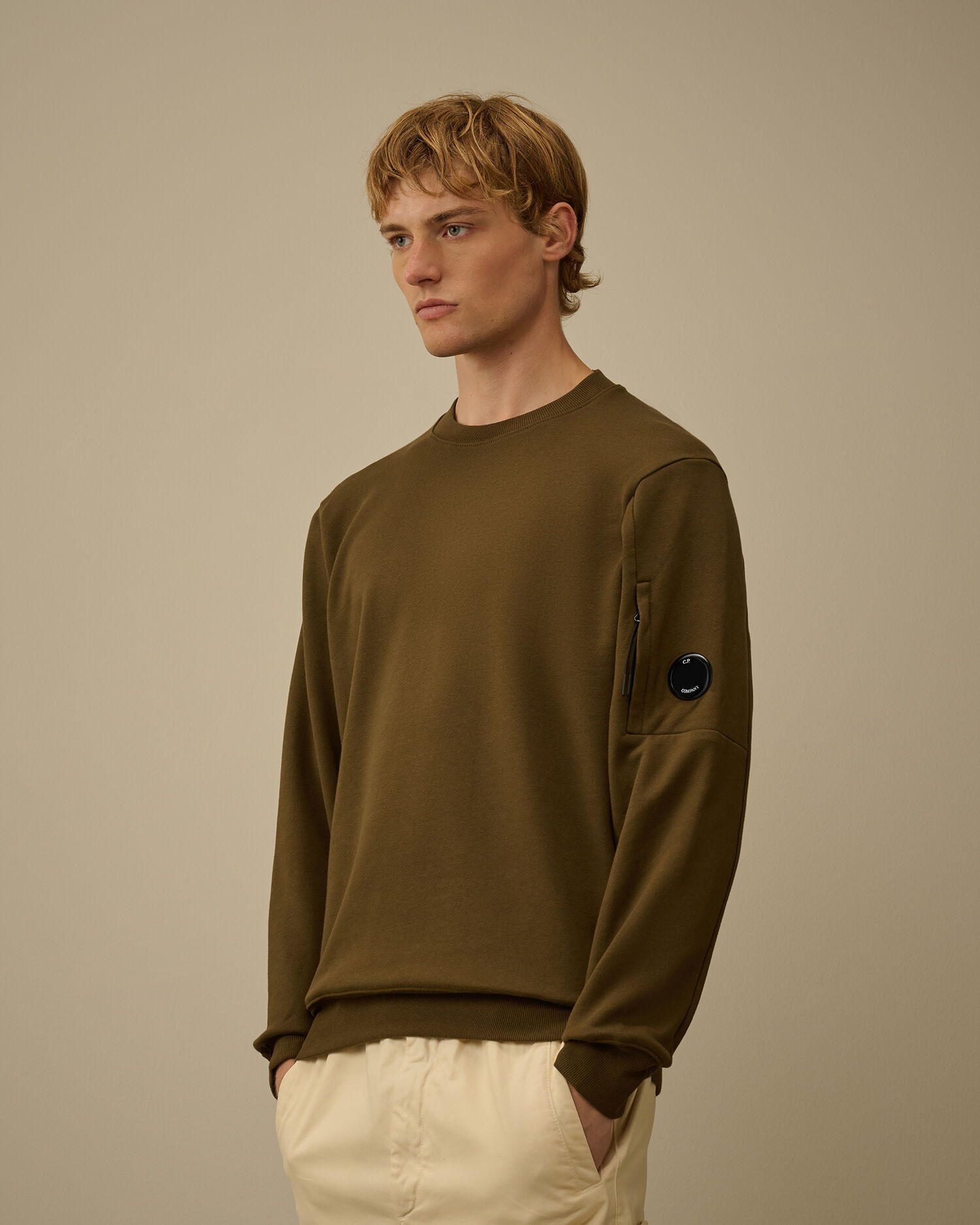 Diagonal Raised Fleece Crewneck Lens Sweatshirt - 3