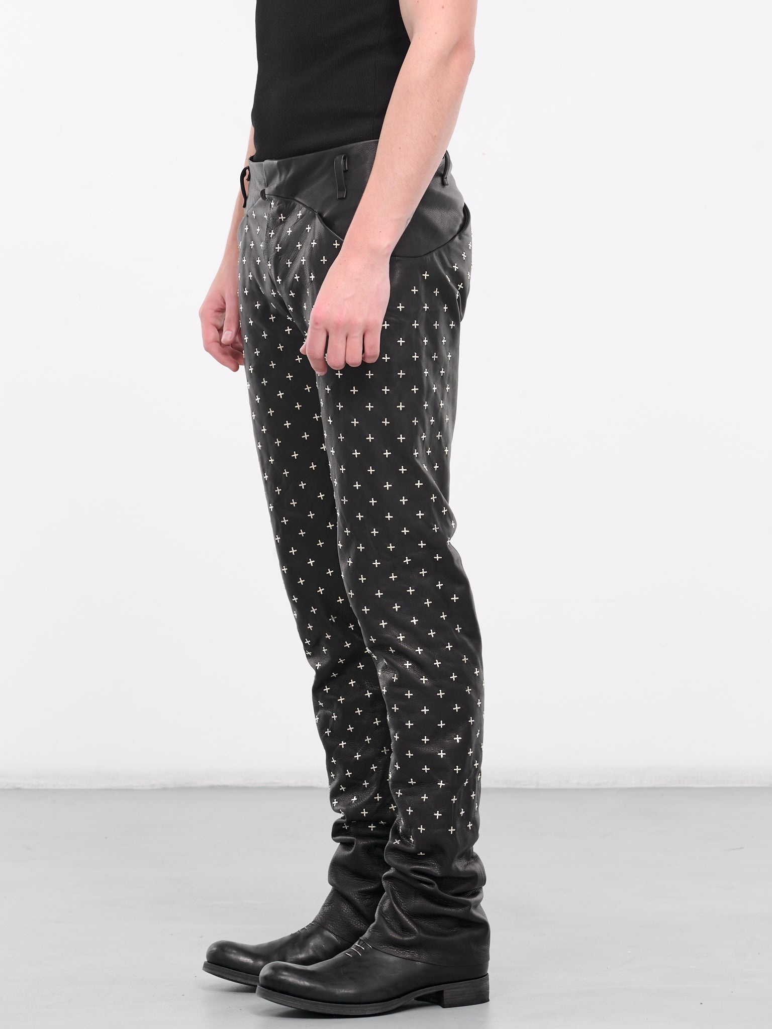 Silver Cross Leather Trousers - 2