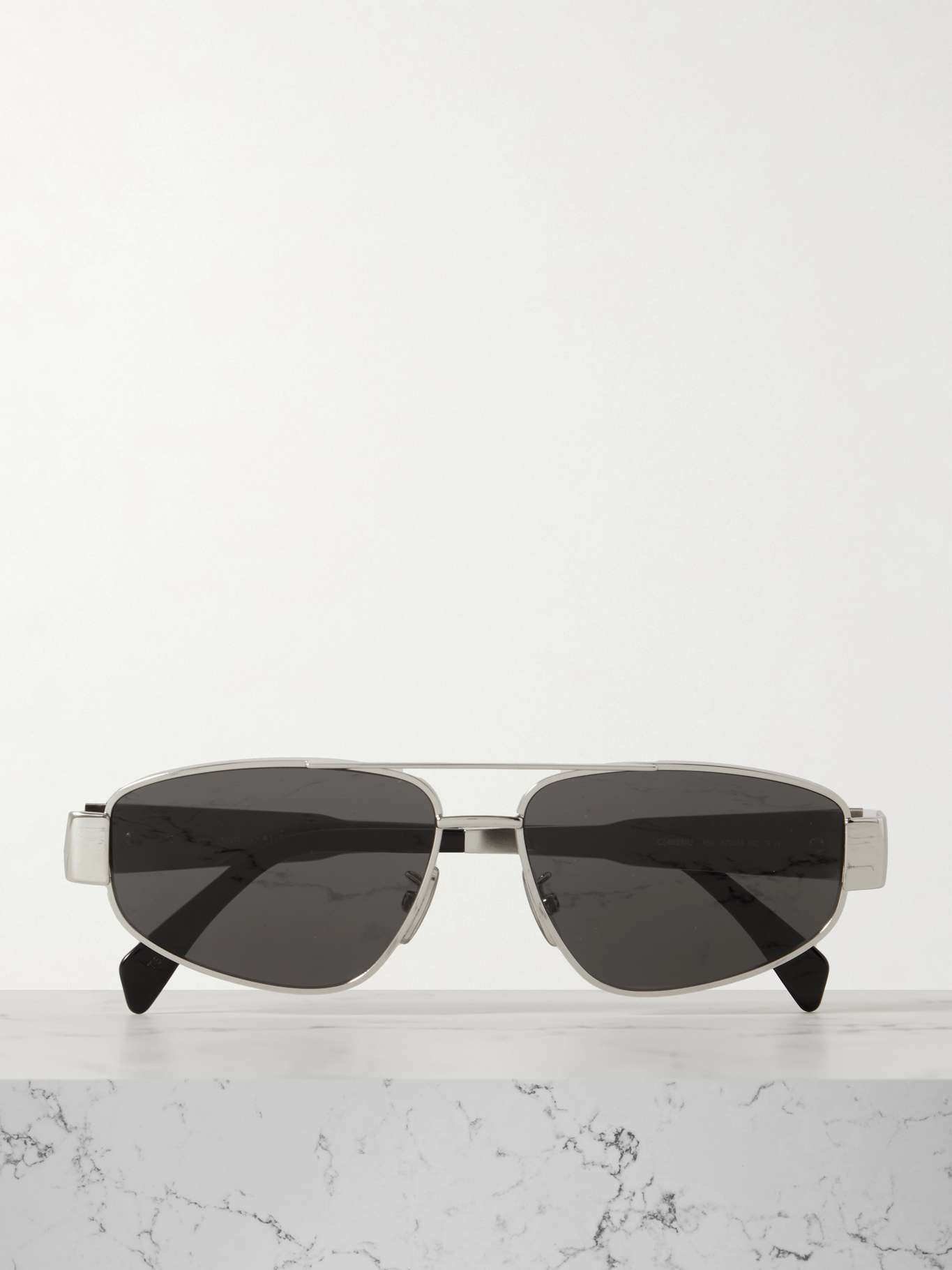 Triomphe aviator-style silver-tone and acetate sunglasses - 4