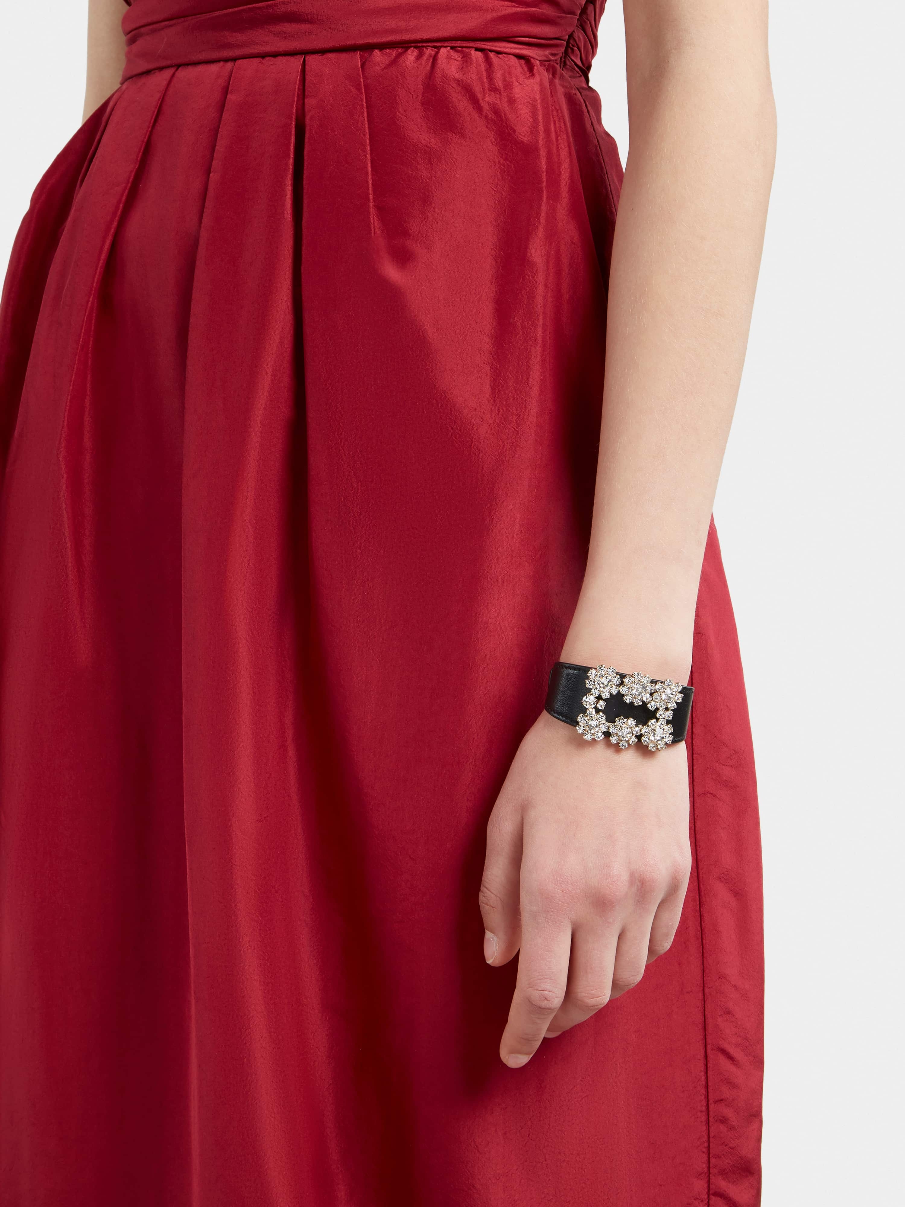Flower Strass Buckle Bracelet in Leather - 2