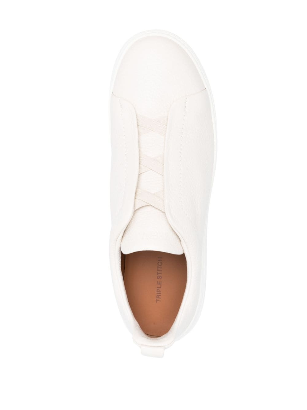grained-leather low-top sneakers - 4