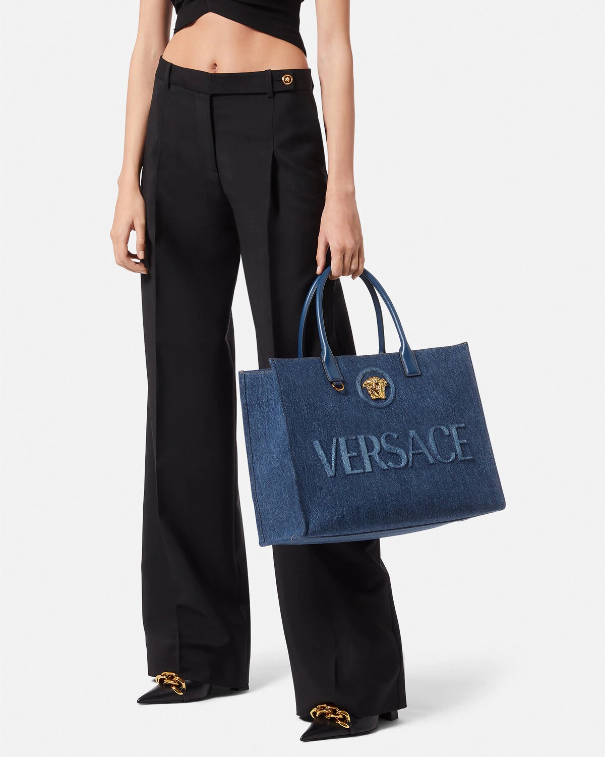 La Medusa Denim Large Tote Bag - 6