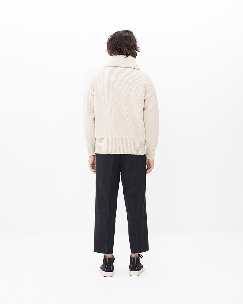 MONTE SHAWL COLLAR KNIT IVORY - 4
