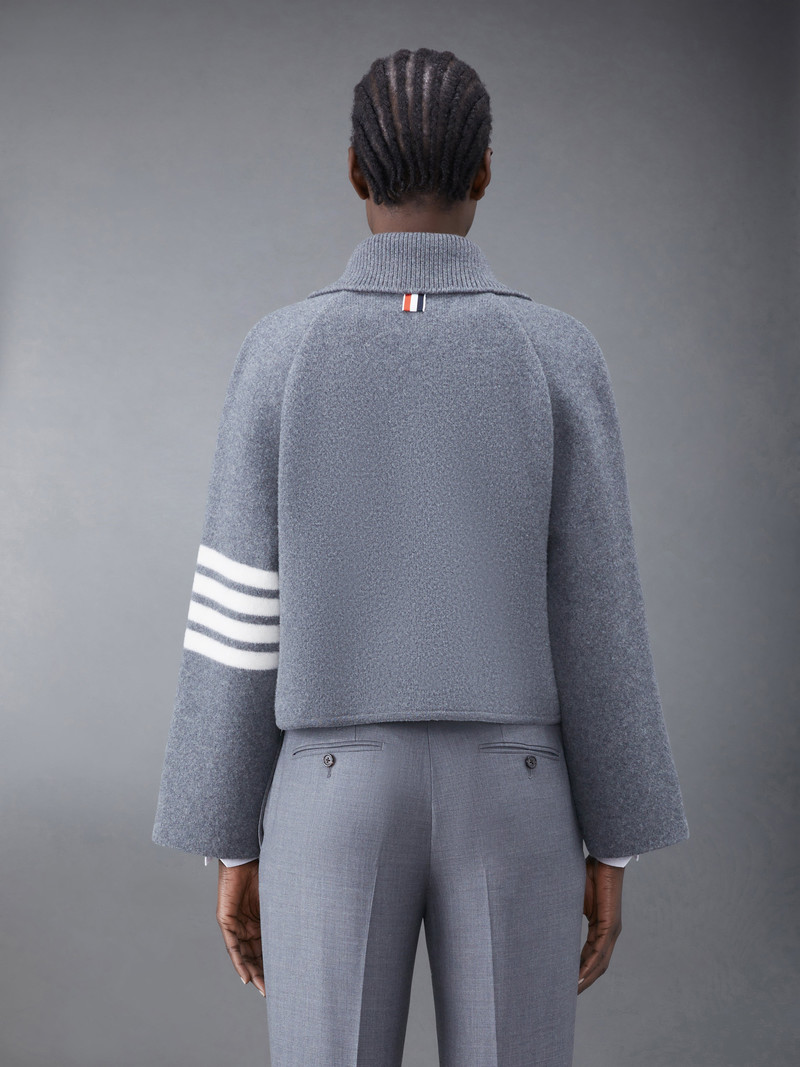 Thom Browne Boiled Wool Milano 4-Bar Cropped Car Coat outlook