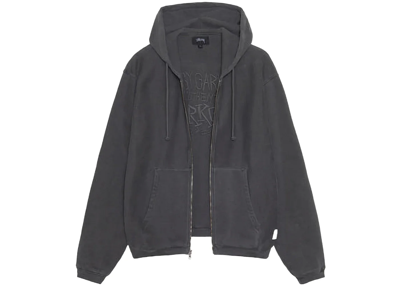 Stussy Waffle Lined Zip Hoodie Black - 1
