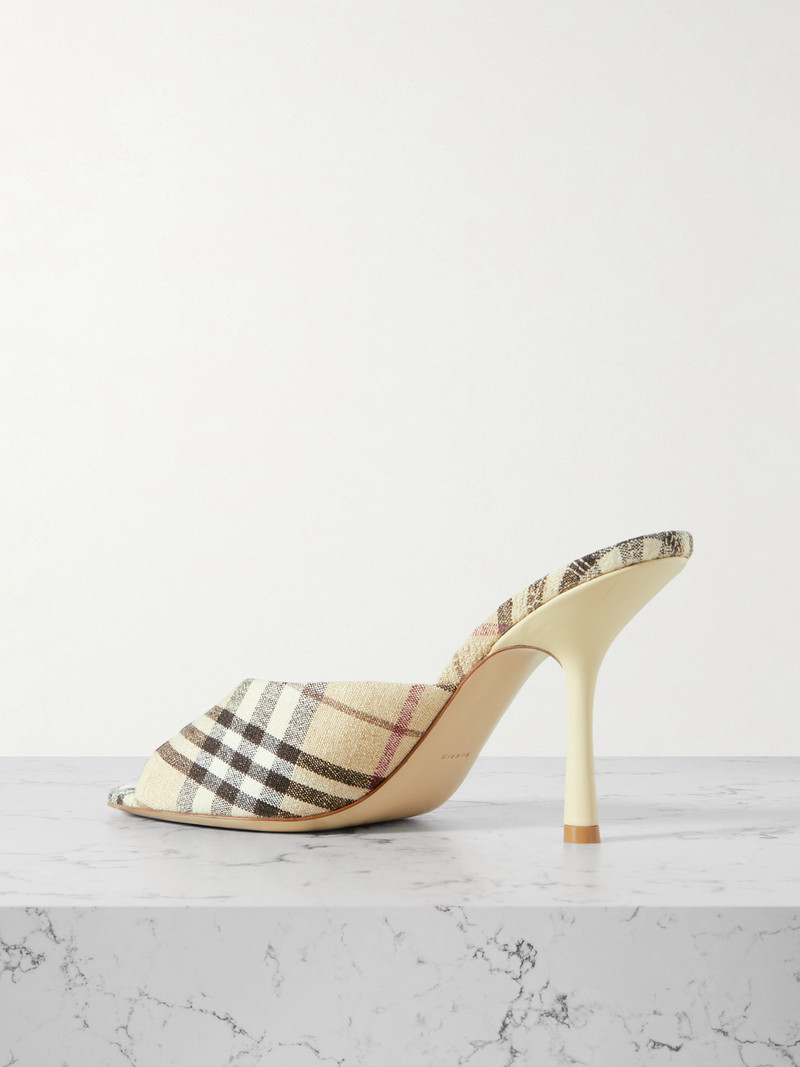 Checked Linen Mules 3