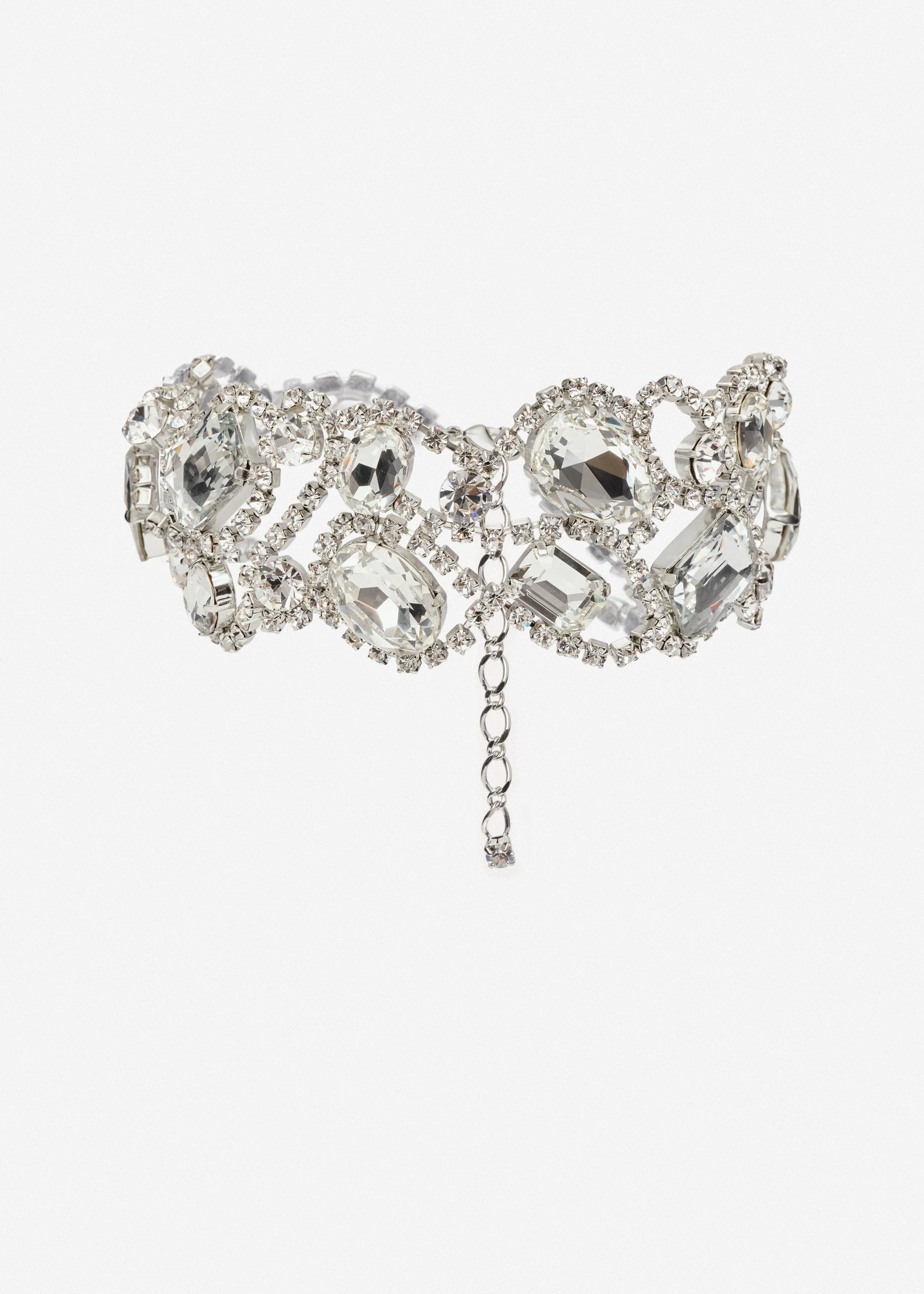Mixed-cut crystals choker necklace in silver - 1