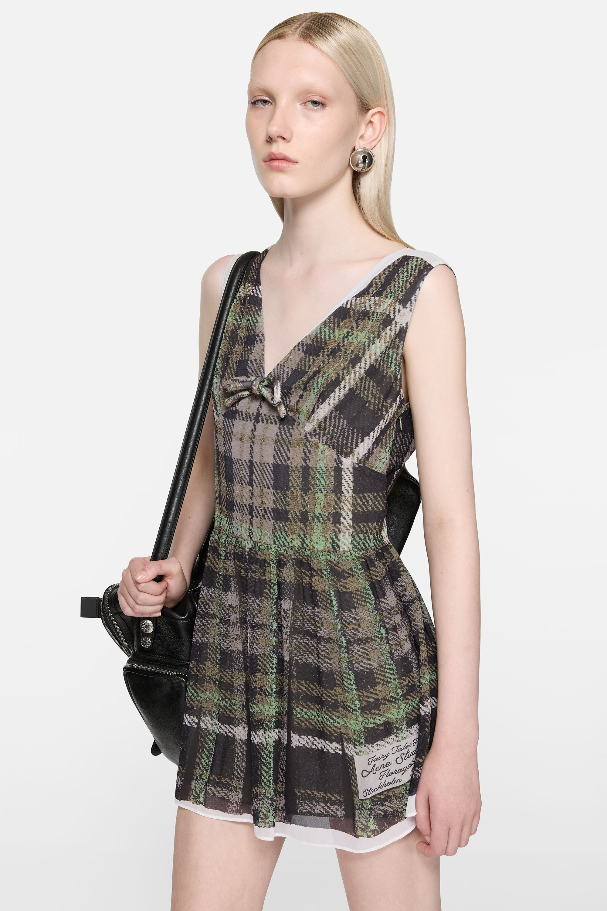 Silk check dress - Green/grey - 4