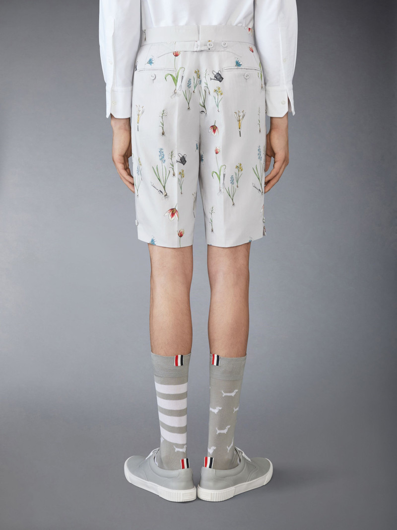 Thom Browne COTTON LINEN BOTANICAL BACKSTRAP SHORTS outlook