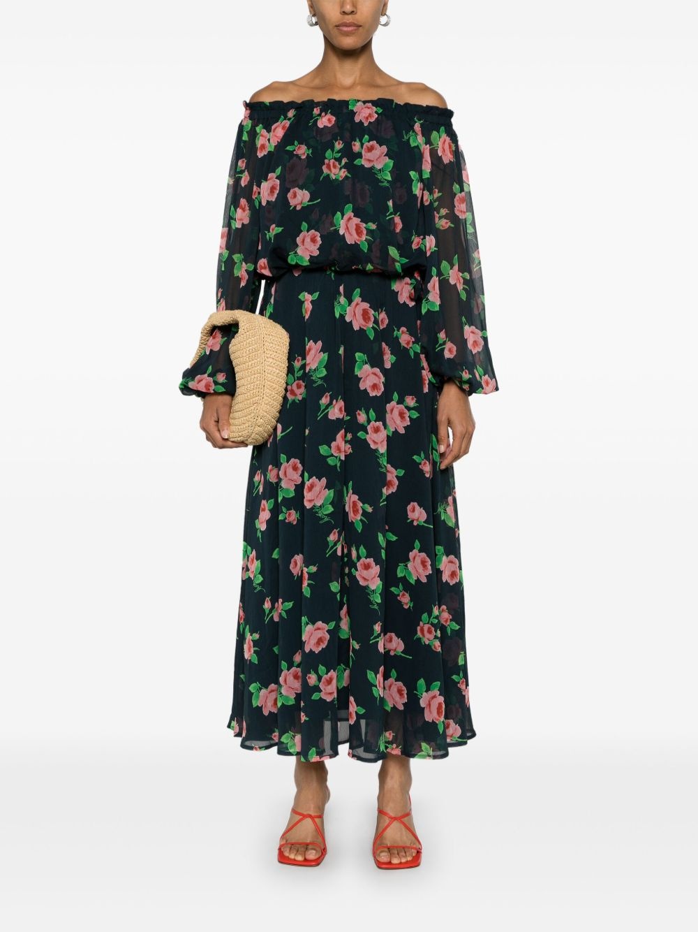 floral-print chiffon maxi dress - 2