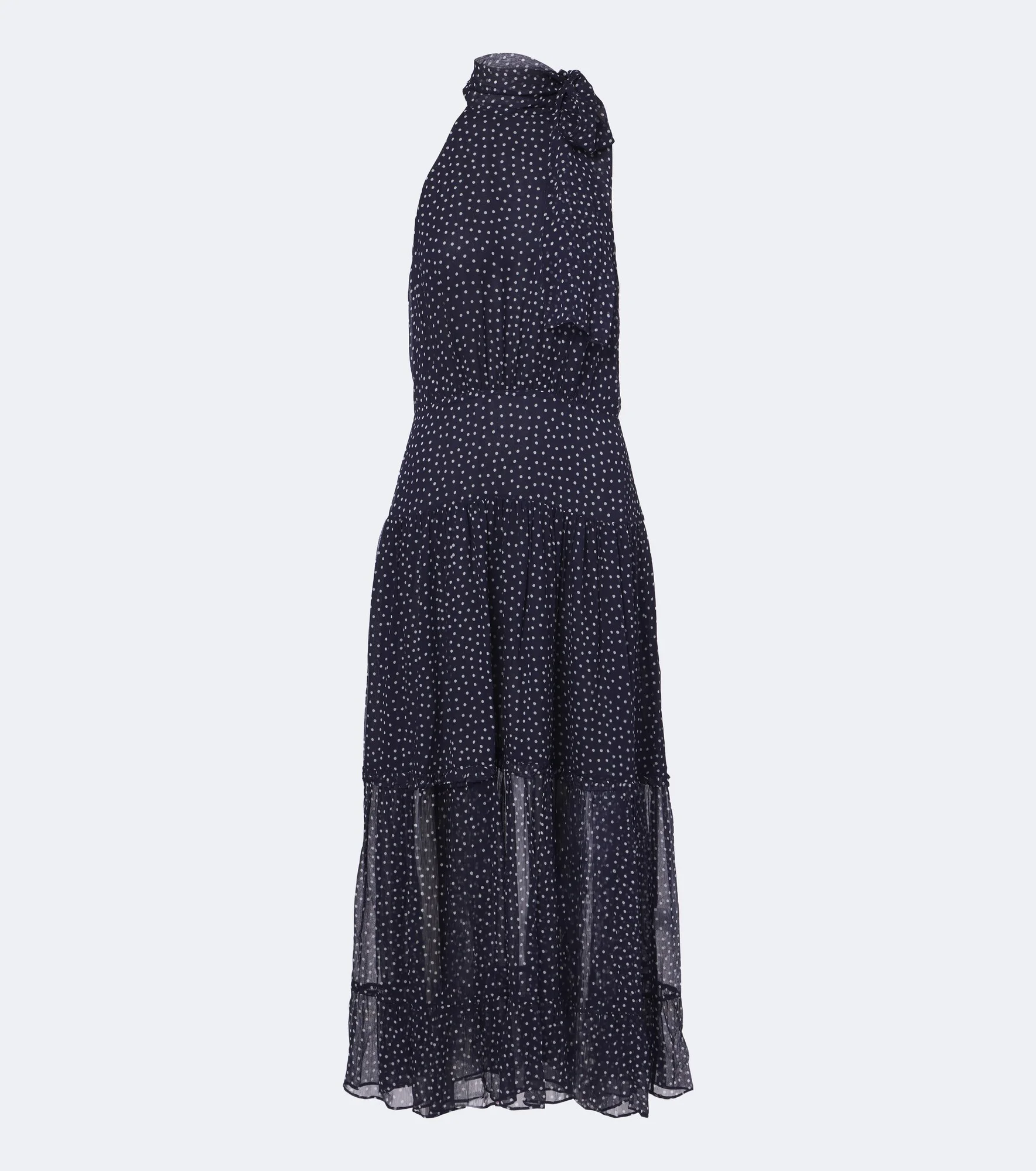 Abi polka-dot tie-neck midi dress - 1