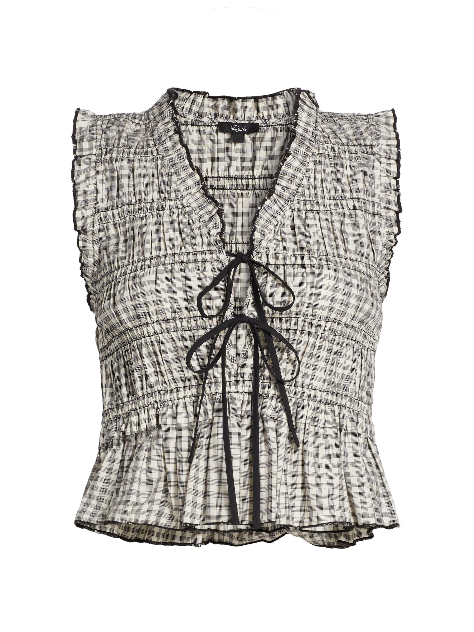 Women's Martine Gingham Cotton-Blend Blouse - Ivory Jet Gingham - 1