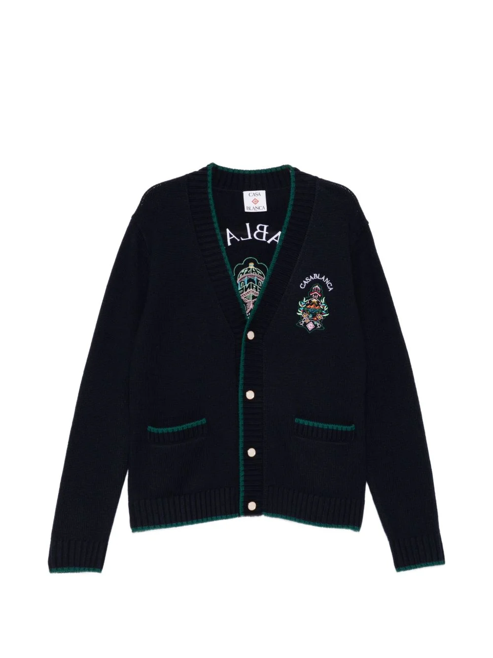 logo-embroidered cardigan - 1