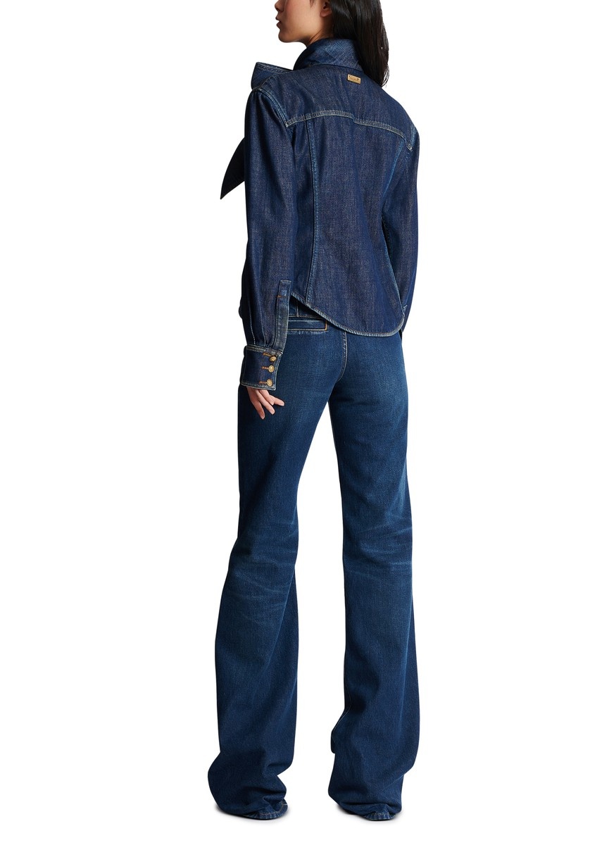 Denim shirt with knotted collar - 3