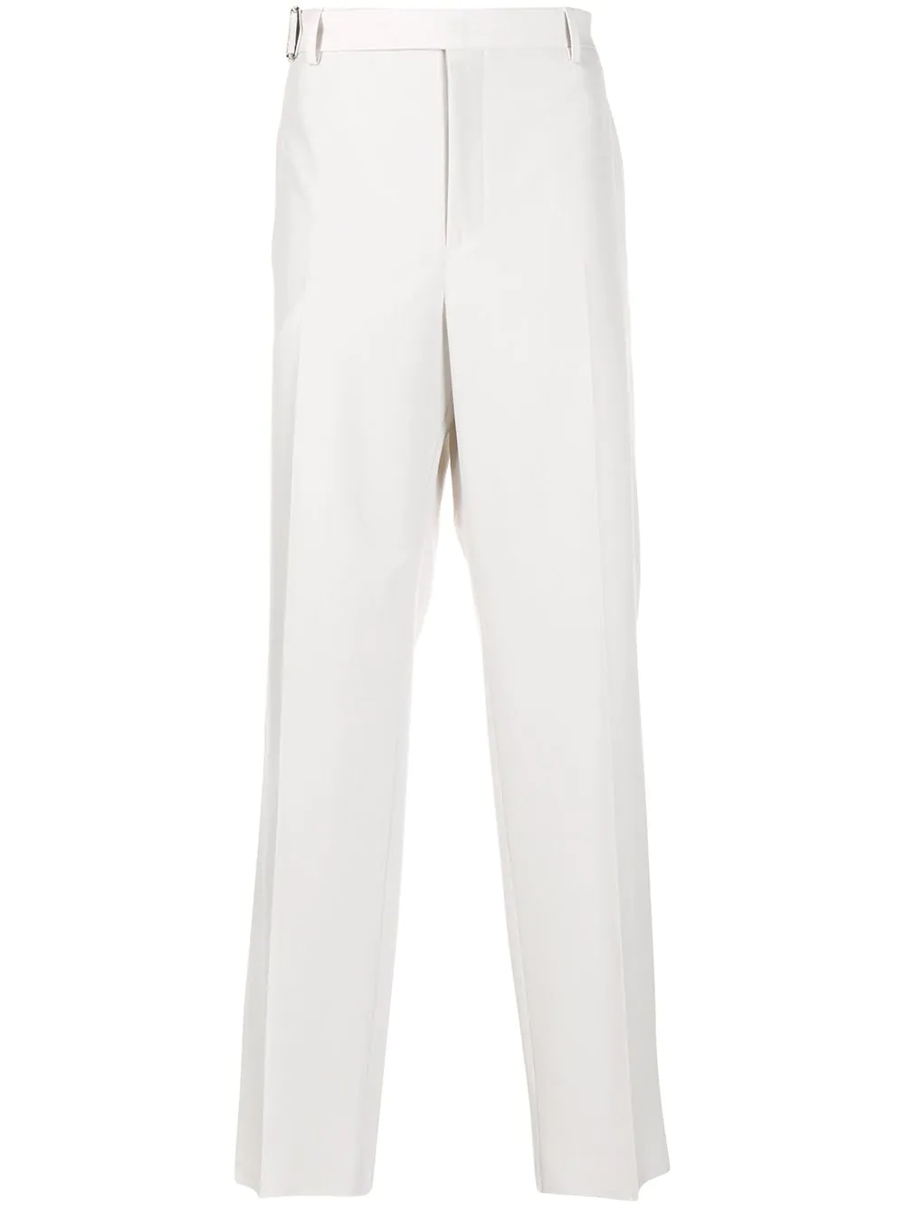 side-fastening straight-leg trousers - 1