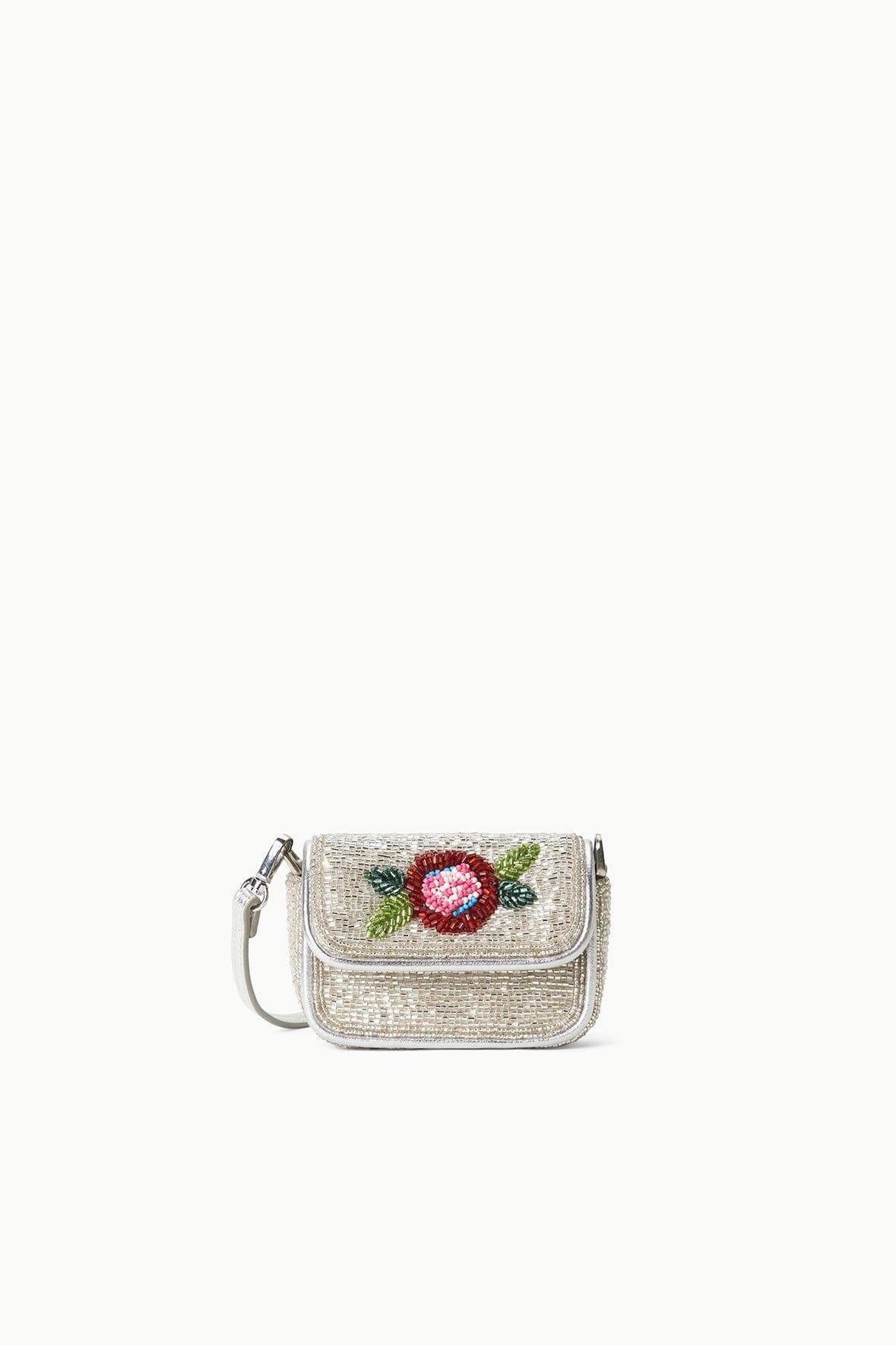 STAUD TINY TOMMY BEADED BAG DIAMOND ROSE - 1