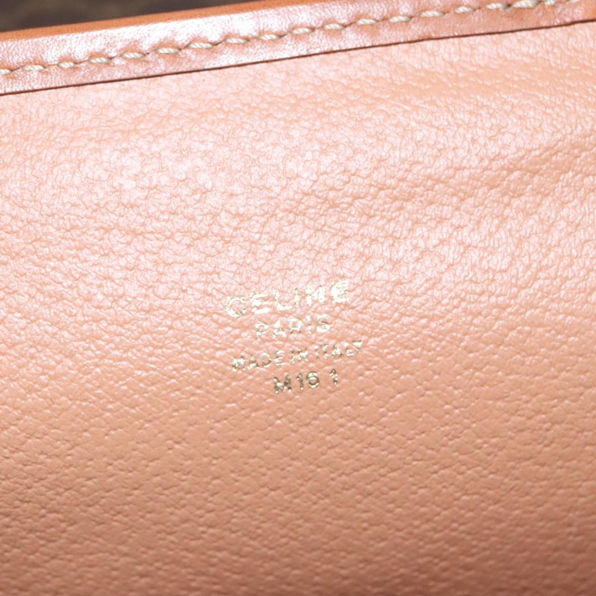 CELINE Macadam Canvas Hand Bag Pvc Leather Brown Gold - 12