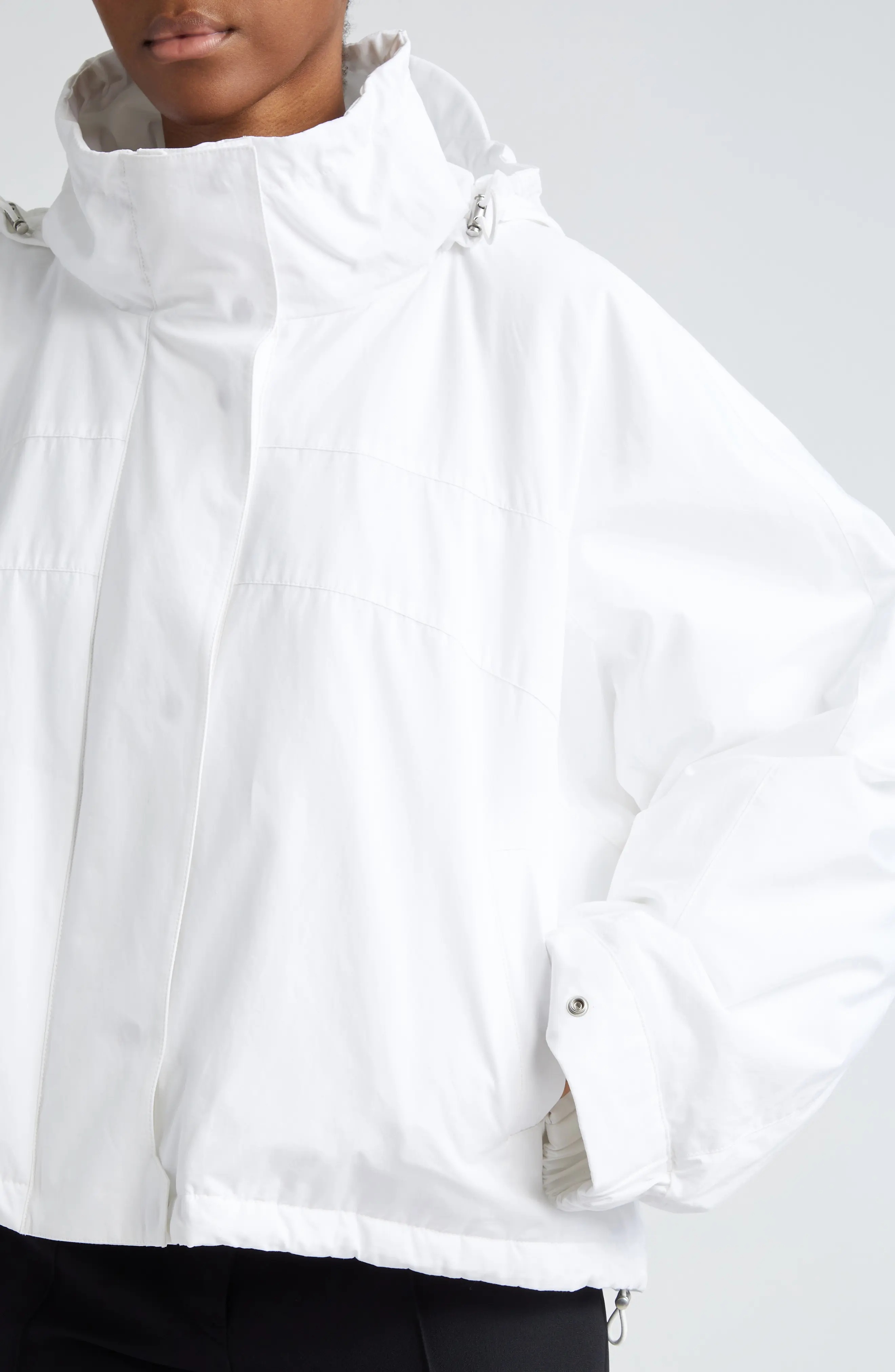 Hooded Oversize Cotton Crop Jacket - 5