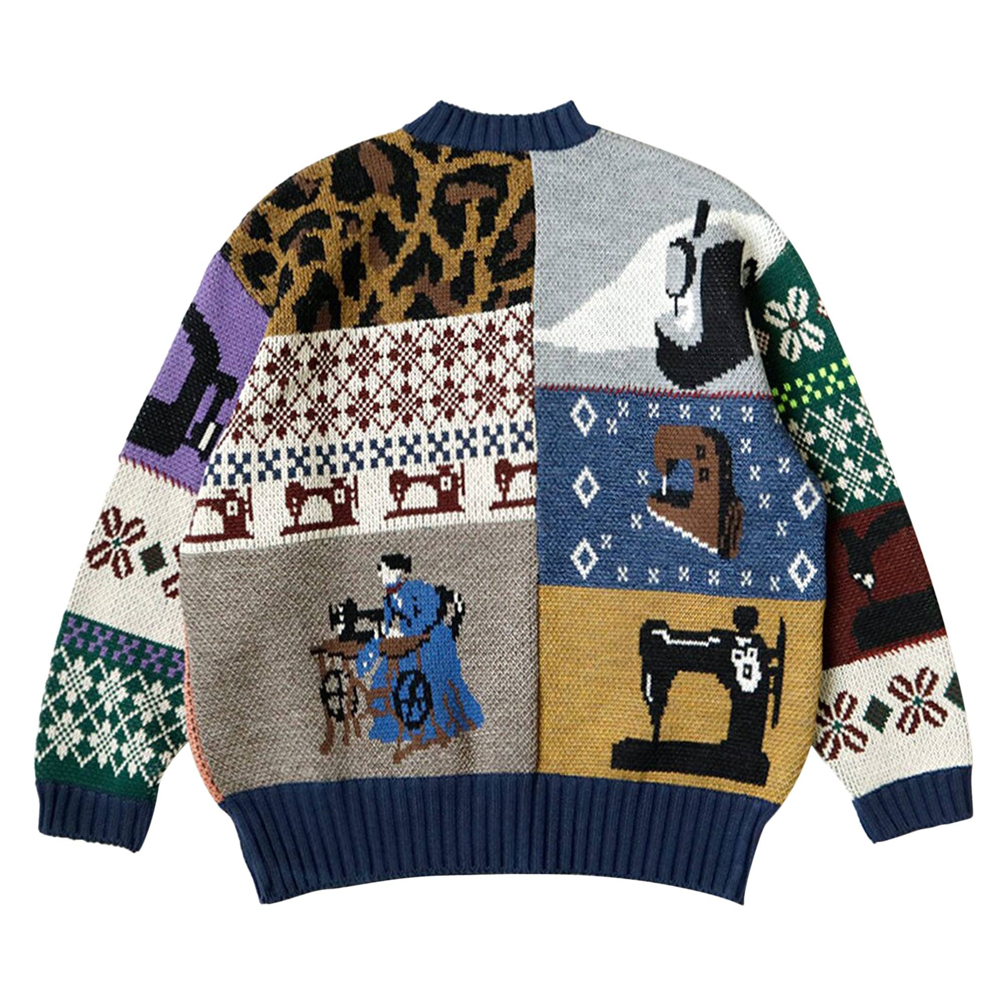 Kapital Kurogane Mishin Patchwork Crew Sweater 'Navy' - 2