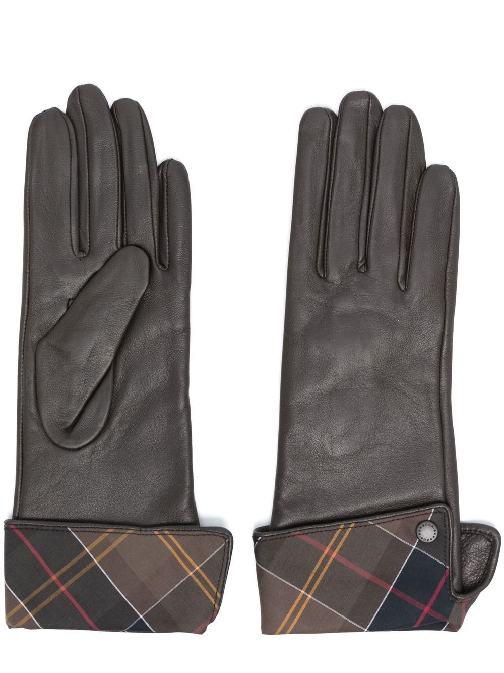 check-print contrast-trim gloves - 1