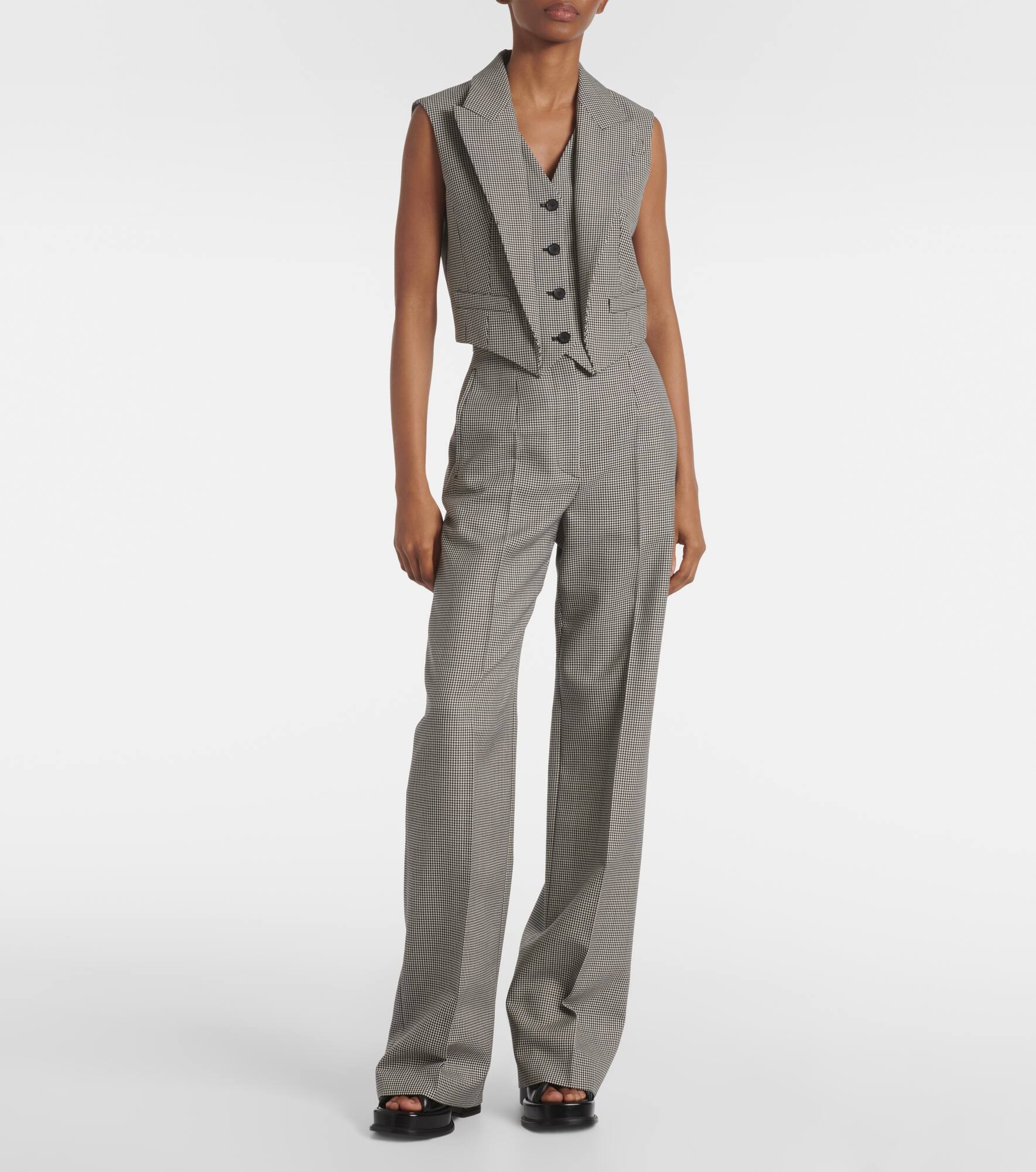 Houndstooth wool and mohair vest - 2