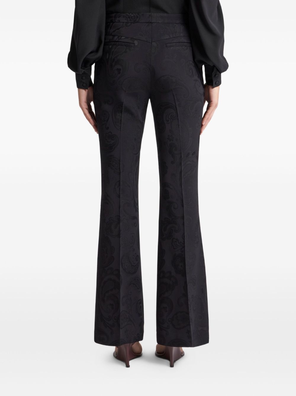 jacquard flared trousers - 4