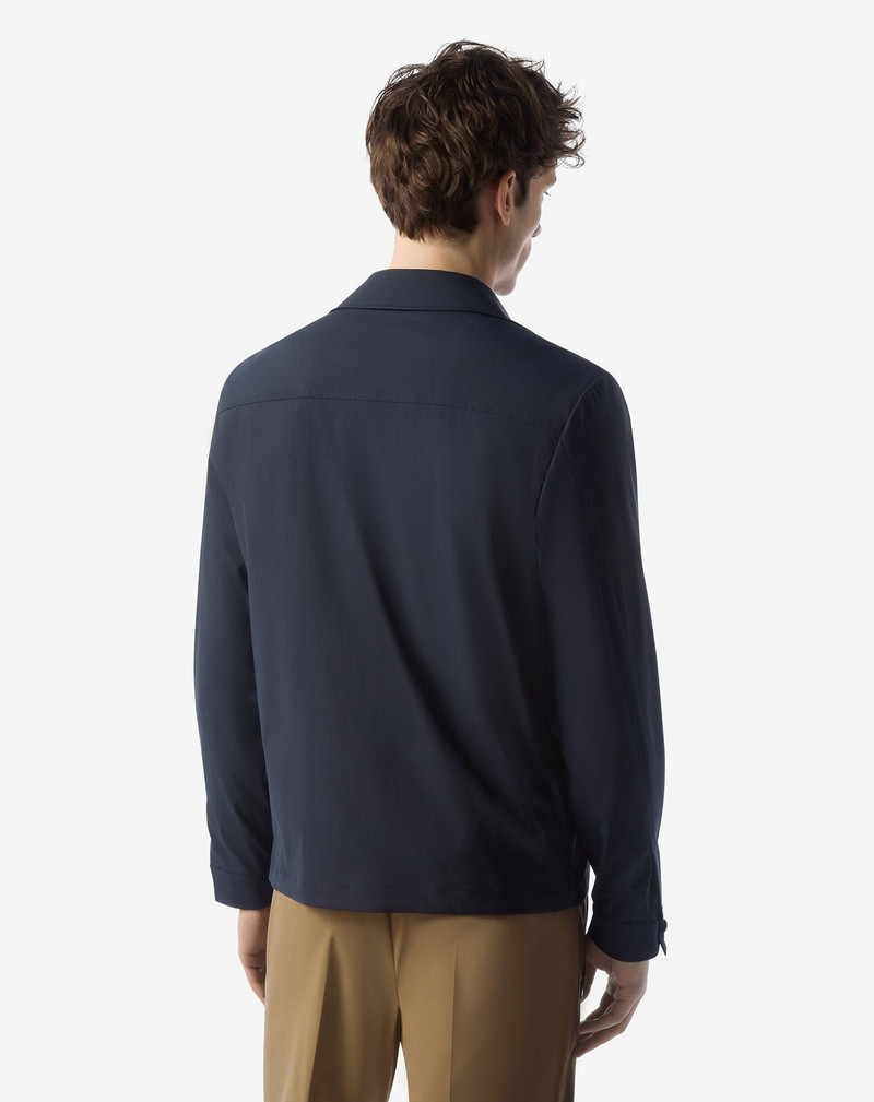 Dark blue technical wool overshirt 3