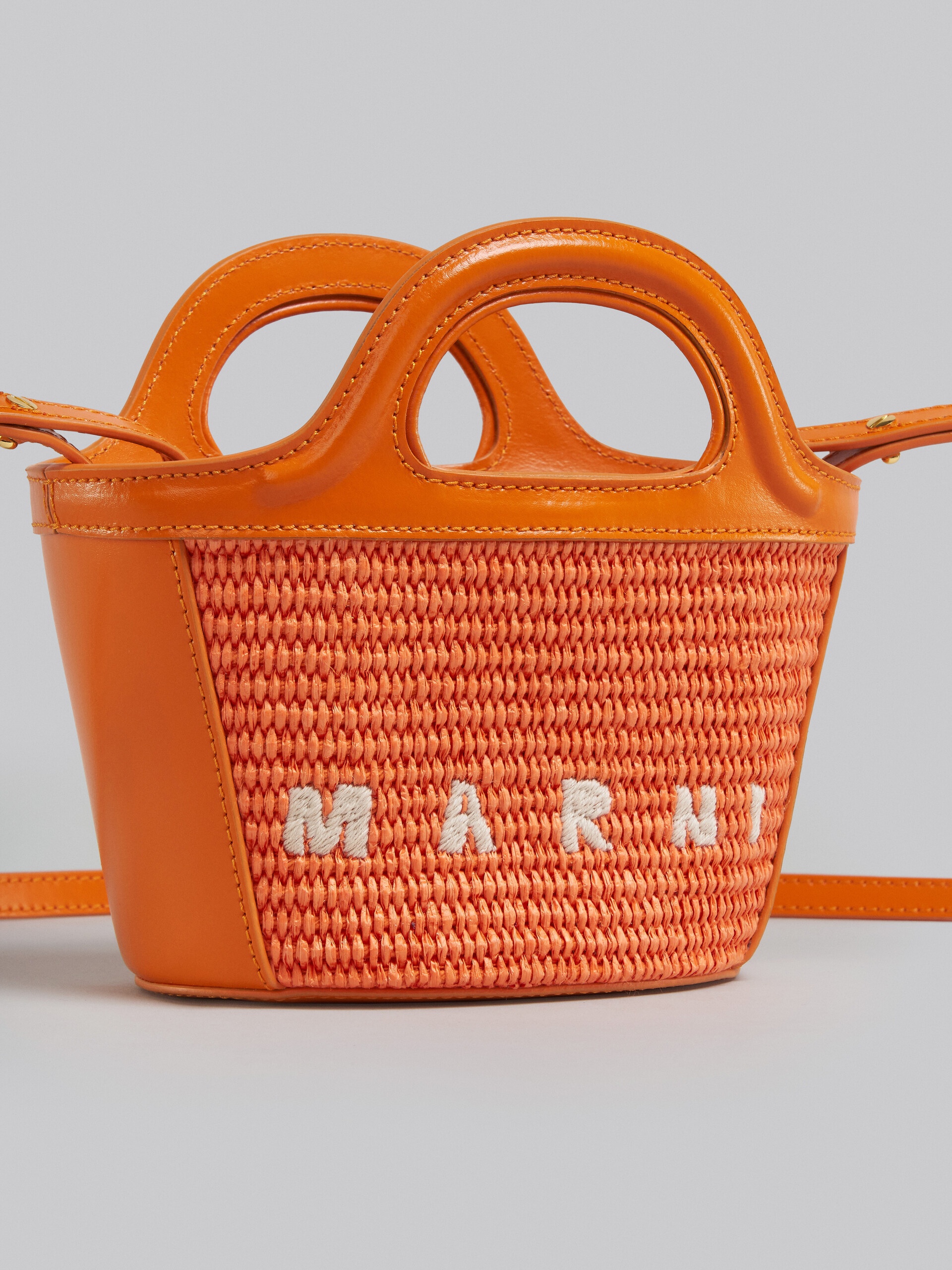 TROPICALIA MICRO BAG IN ORANGE LEATHER AND RAFFIA - 5