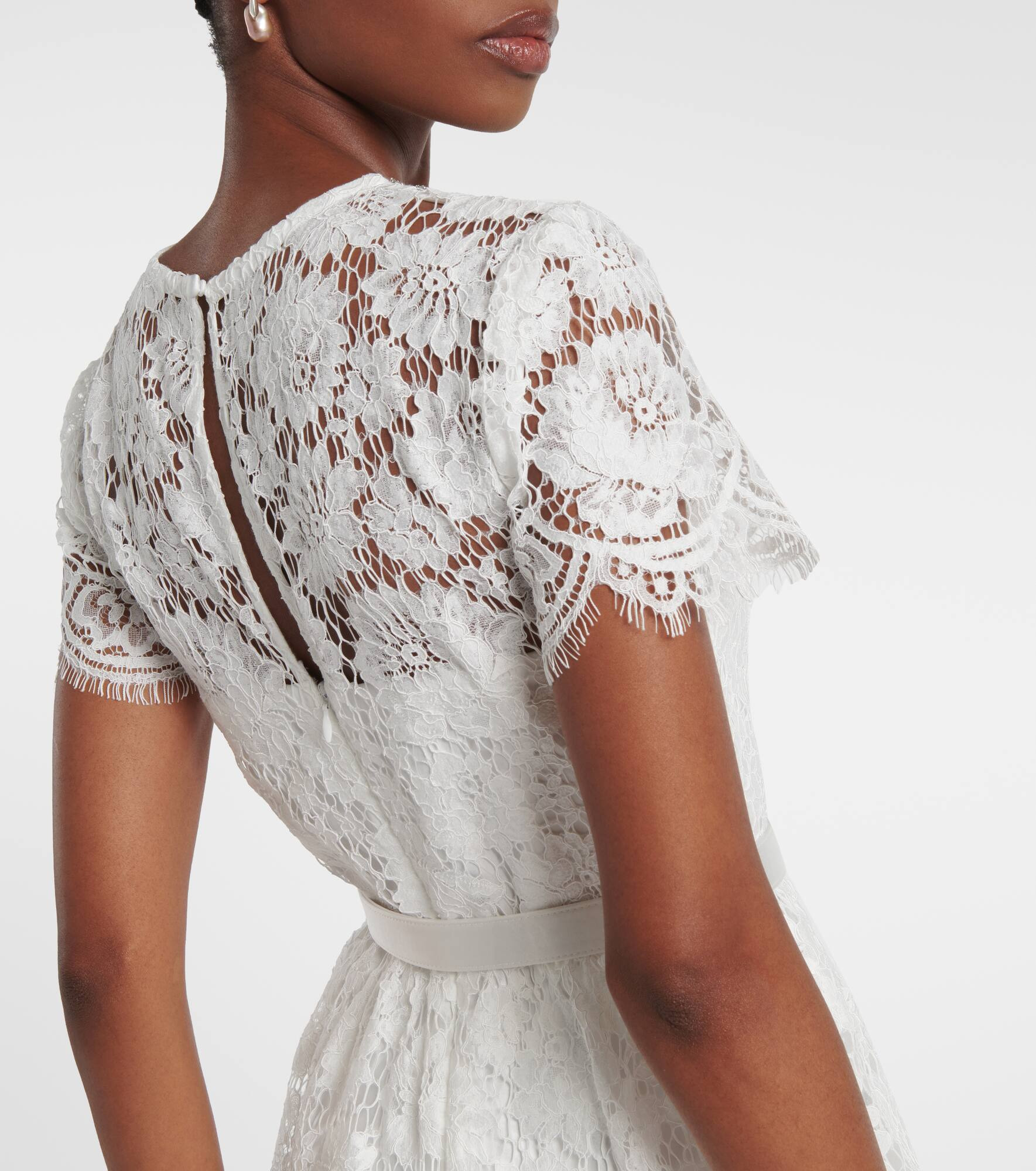 Bridal embellished lace satin gown - 5