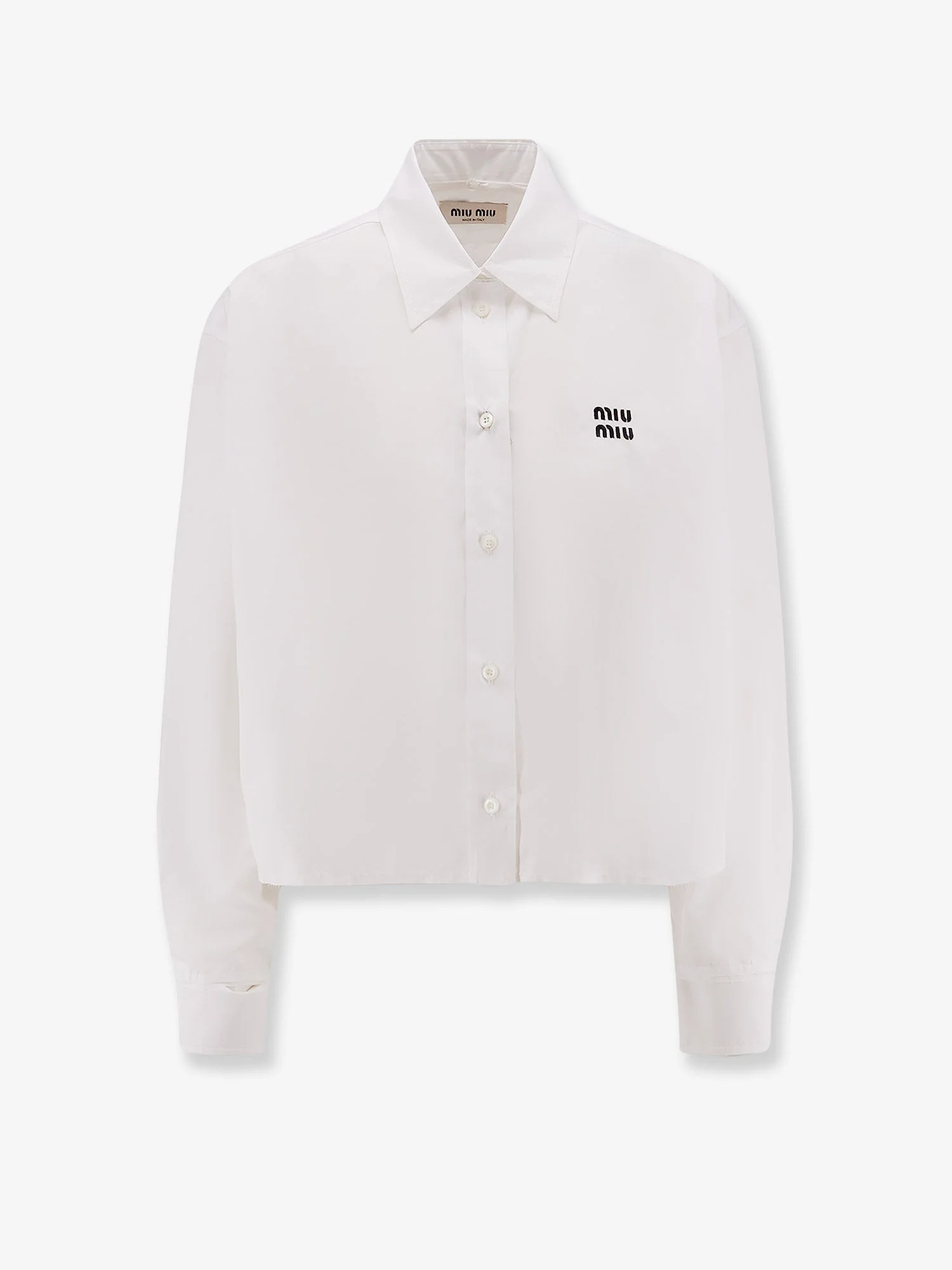 Miu Miu Cotton Shirt With Miu Miu Embroidery - 1