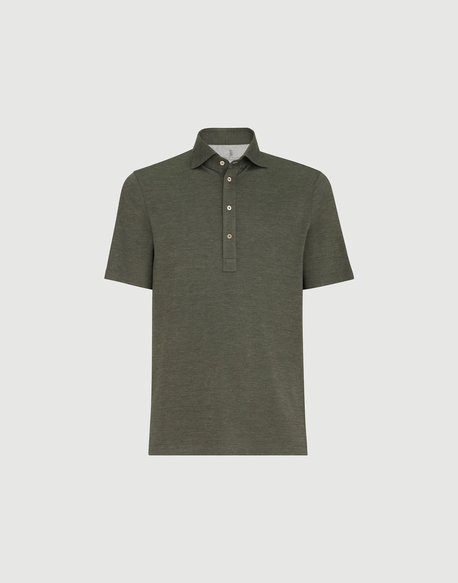Virgin wool, silk and cotton piqué polo shirt with spread collar - 1