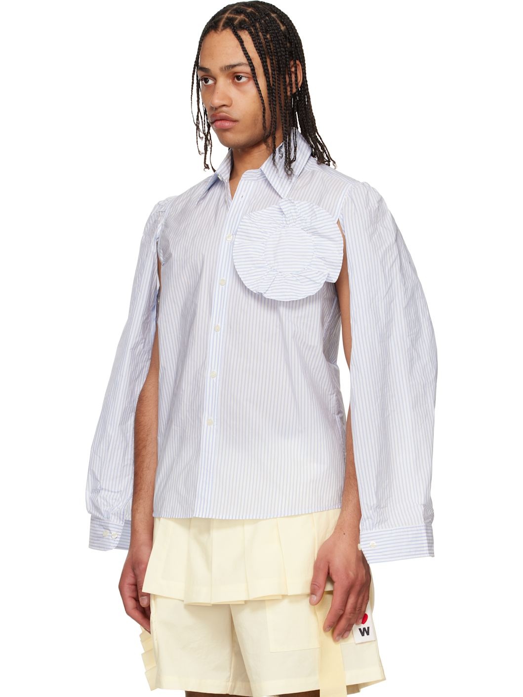 Blue & Off-White Flower Shirt - 4