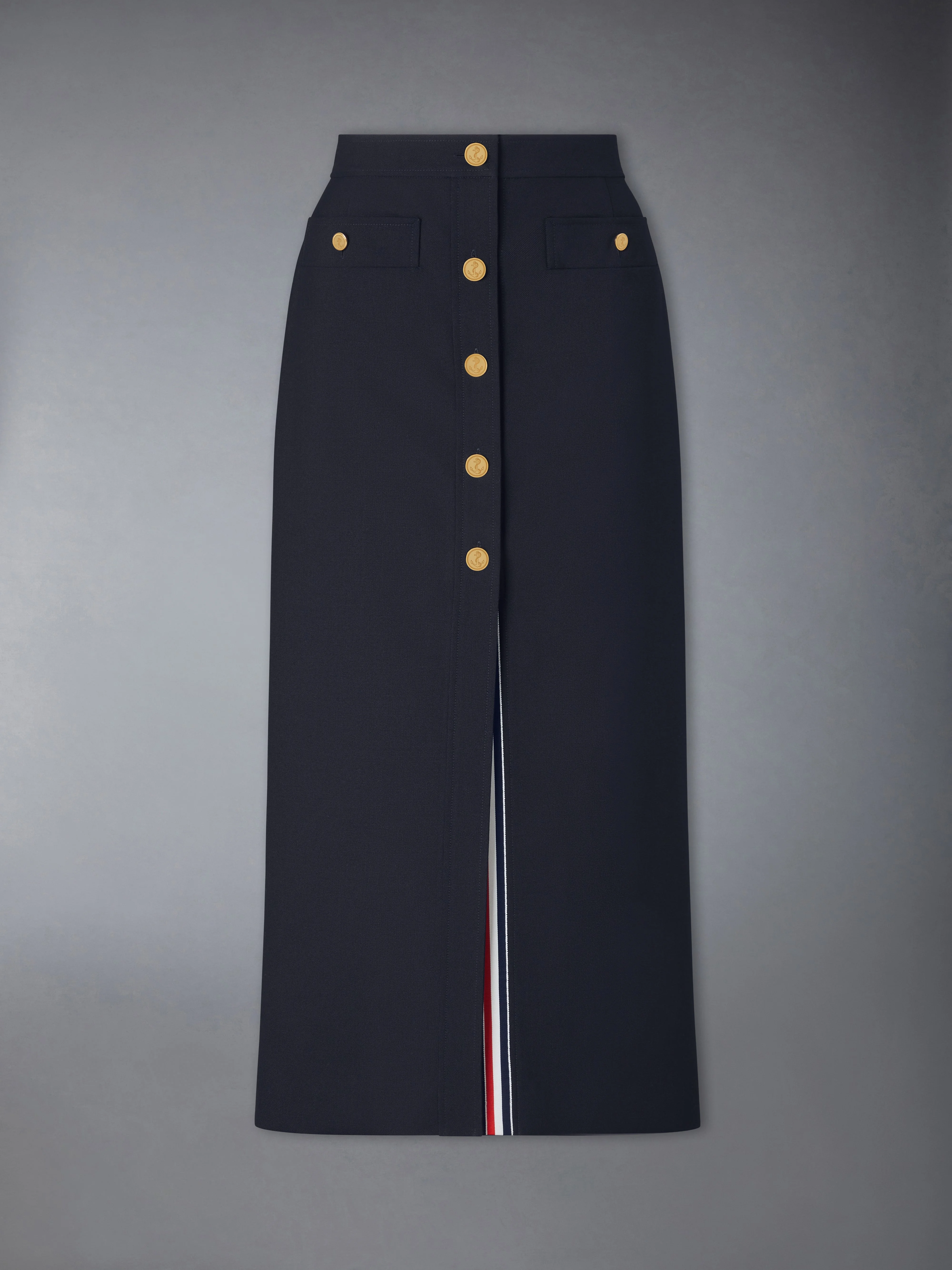 HOPSACK SUITING BUTTON FRONT SKIRT - 1