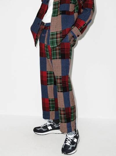 BEAMS PLUS patchwork drawstring straight-leg trousers outlook