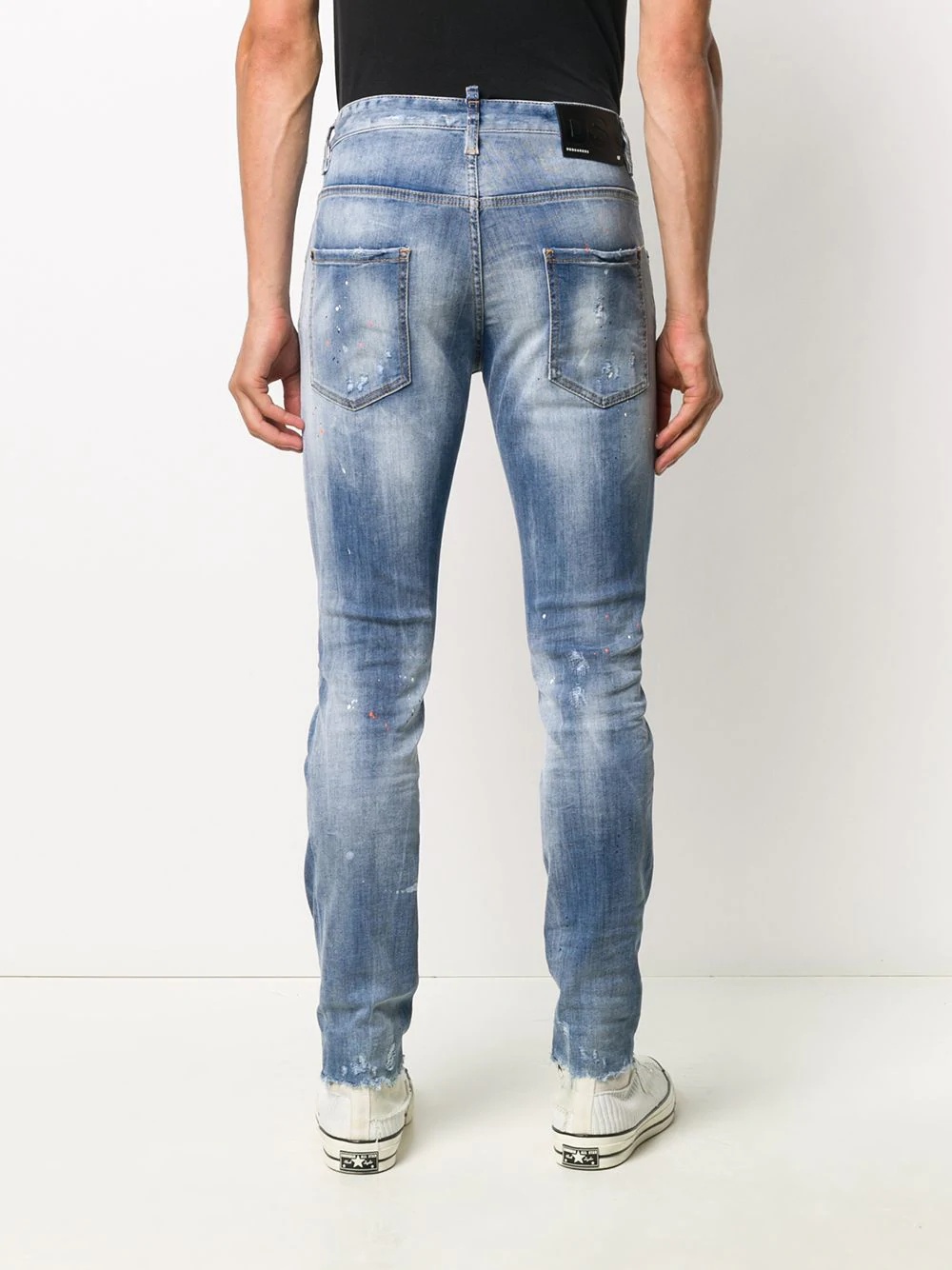 splash print distressed jeans - 4