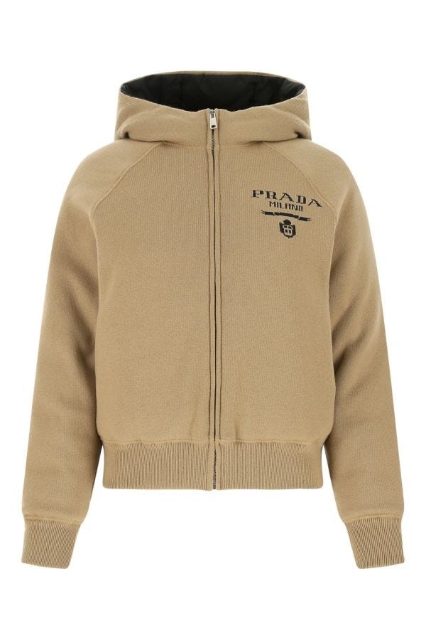 Prada Woman Camel Cashmere Blend Down Jacket - 1