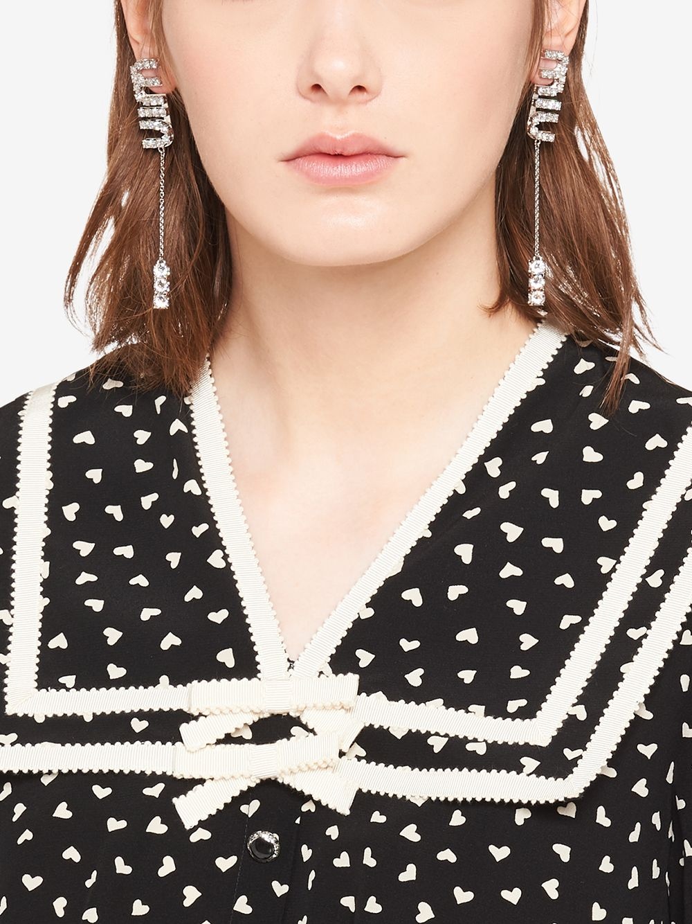 crystal-embellished pendant earrings - 2